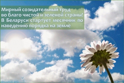 Мирный созидательный труд во благо чистой и зеленой страны! В Беларуси стартует месячник по наведению порядка на земле